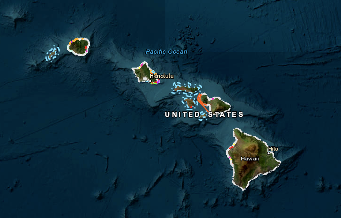 Map of the Hawaiian Islands.